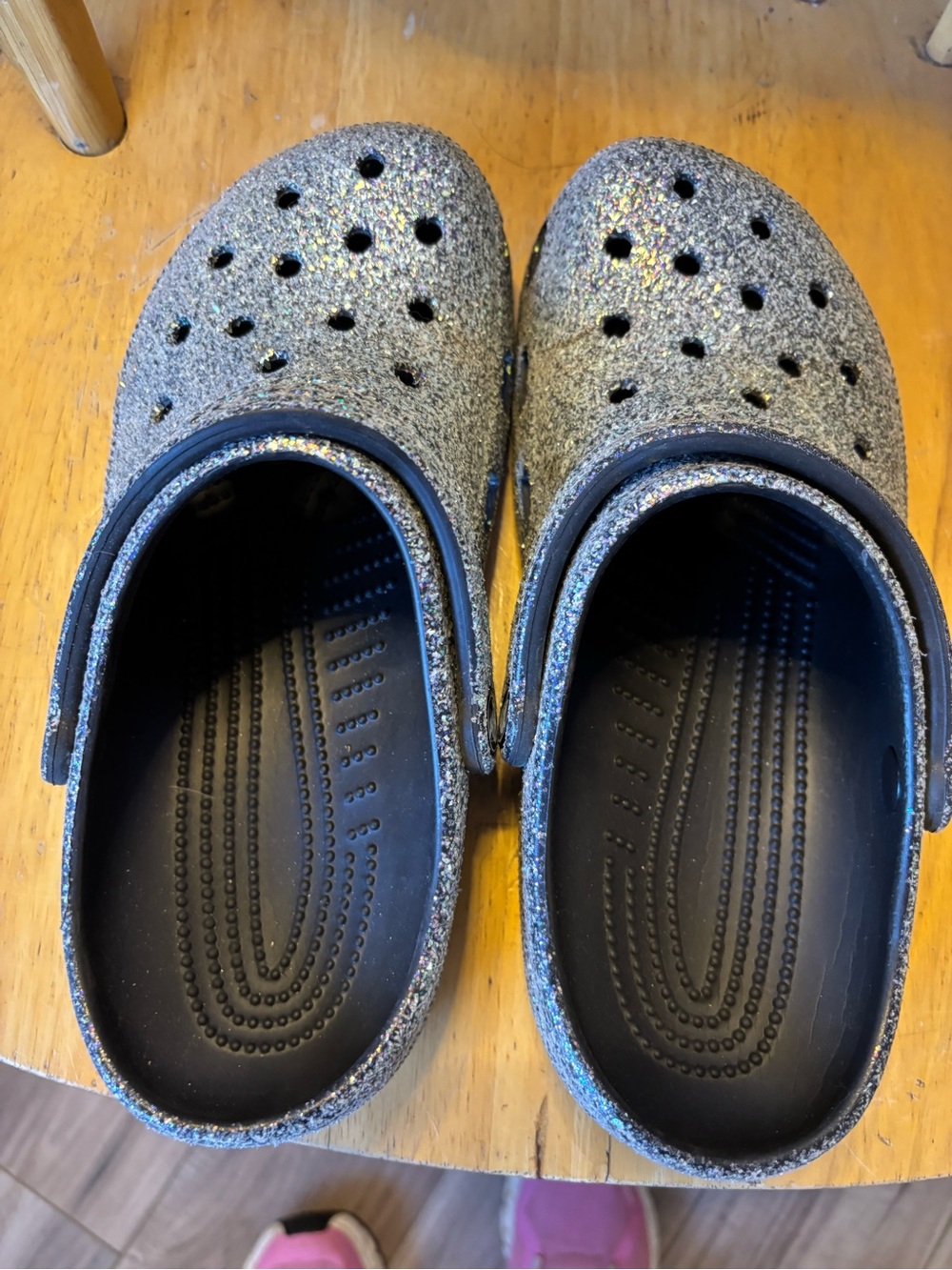 Glitter Clog Shoes in Silver